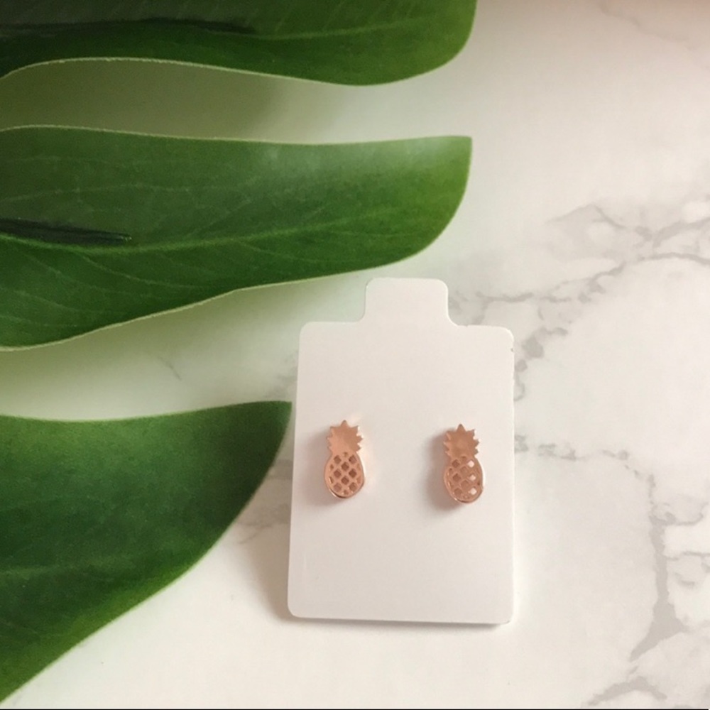 925 Sterling Silver Pineapple Stud Earrings - Picture 1 of 4